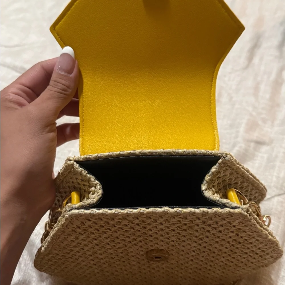 Yellow and Tan Women's Bag with Chain Strap - Picture 7 of 9